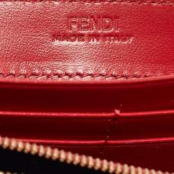 Fendi Red/Brown Zucca Leather F is Fendi Continental Wallet