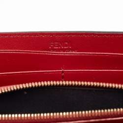 Fendi Red/Brown Zucca Leather F is Fendi Continental Wallet