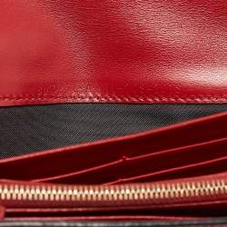 Fendi Red/Brown Zucca Leather F is Fendi Continental Wallet