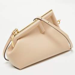 Fendi Peach Leather Small First Shoulder Bag