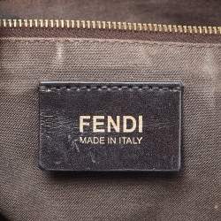Fendi Black Stripe Embossed Leather Large Claudia Shoulder Bag
