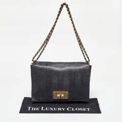 Fendi Black Stripe Embossed Leather Large Claudia Shoulder Bag