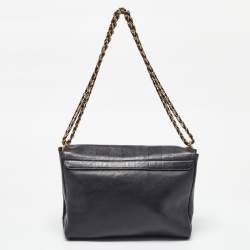Fendi Black Stripe Embossed Leather Large Claudia Shoulder Bag