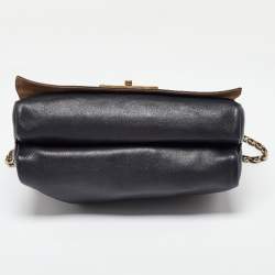 Fendi Black Stripe Embossed Leather Large Claudia Shoulder Bag