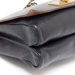 Fendi Black Stripe Embossed Leather Large Claudia Shoulder Bag