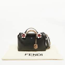 Pre Owned Fendi Black/Beige Leather and Python Small By The Way Shoulder Bag