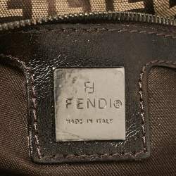 Pre Owned Fendi Beige/Brown Zucchino Fabric and Leather Baguette Bag