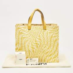 Fendi x Sarah Coleman Yellow FF Vertigo Canvas and Leather Shopper Tote