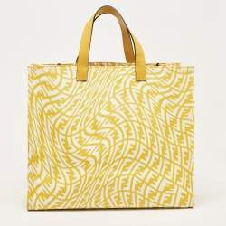 Fendi x Sarah Coleman Yellow FF Vertigo Canvas and Leather Shopper Tote