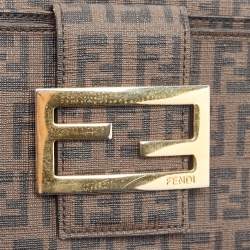 Fendi Dark Brown Zuchinno Coated Canvas Forever Flap Continental Wallet