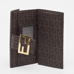 Fendi Dark Brown Zuchinno Coated Canvas Forever Flap Continental Wallet