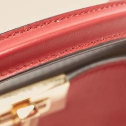 Pre Owned Fendi Red Leather Peekaboo Essentially Top Handle Bag