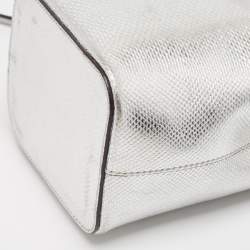 Pre Owned Fendi Silver Karung Leather Mini Mon Tresor Bucket Bag