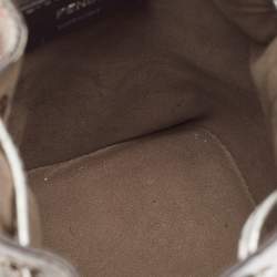 Pre Owned Fendi Silver Karung Leather Mini Mon Tresor Bucket Bag