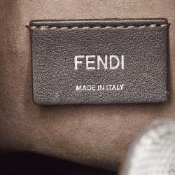 Pre Owned Fendi Silver Karung Leather Mini Mon Tresor Bucket Bag