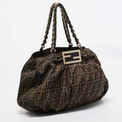 Fendi Tobacco Zucca Canvas Large Mia Shoulder Bag