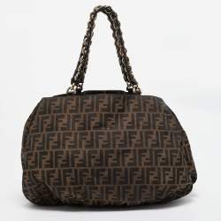 Fendi Tobacco Zucca Canvas Large Mia Shoulder Bag