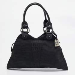 Pre Owned Fendi Black Zuchinno Fabric and Leather Devil Trapezio Tote