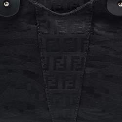 Pre Owned Fendi Black Zuchinno Fabric and Leather Devil Trapezio Tote