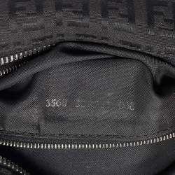 Pre Owned Fendi Black Zuchinno Fabric and Leather Devil Trapezio Tote