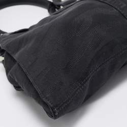 Pre Owned Fendi Black Zuchinno Fabric and Leather Devil Trapezio Tote