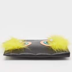 Fendi Multicolor Leather and Snakeskin Dolce Monster Clutch