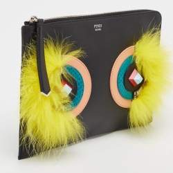 Fendi Multicolor Leather and Snakeskin Dolce Monster Clutch