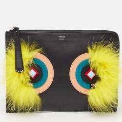 Fendi Multicolor Leather and Snakeskin Dolce Monster Clutch