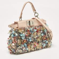 Pre Owned حقيبة كروس فندي مايكرو بيكابو جلد خوخي