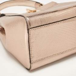 Fendi Rose Gold Lizard Patent Leather XS Iconic Peekaboo Top Handle Bag