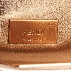 Fendi Rose Gold Lizard Patent Leather XS Iconic Peekaboo Top Handle Bag