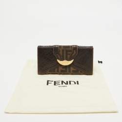 Fendi Tobacco Zucca Canvas and Leather Spy Continental Wallet