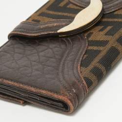 Fendi Tobacco Zucca Canvas and Leather Spy Continental Wallet