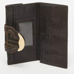 Fendi Tobacco Zucca Canvas and Leather Spy Continental Wallet