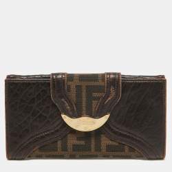 Fendi Tobacco Zucca Canvas and Leather Spy Continental Wallet
