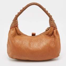Pre Owned Fendi Brown Leather Spy Moro Hobo