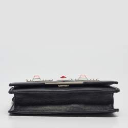 Pre Owned Fendi Black Leather Hypnoteyes Wallet On Chain