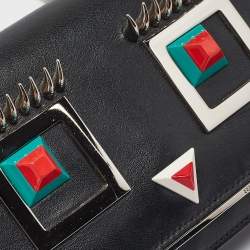 Pre Owned Fendi Black Leather Hypnoteyes Wallet On Chain