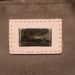 Pre Owned Fendi Old Rose/Tobacco Canvas Mama Forever Baguette Bag