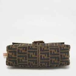 Pre Owned Fendi Old Rose/Tobacco Canvas Mama Forever Baguette Bag