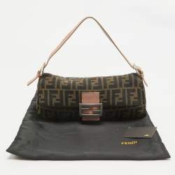 Pre Owned Fendi Old Rose/Tobacco Canvas Mama Forever Baguette Bag
