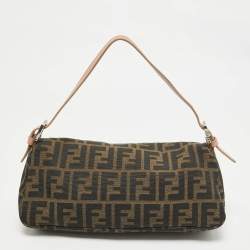 Pre Owned Fendi Old Rose/Tobacco Canvas Mama Forever Baguette Bag