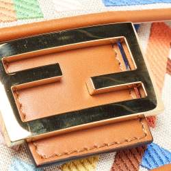 Pre Owned Fendi Multicolor Canvas and Leather FF Embroidered Baguette Crossbody Bag