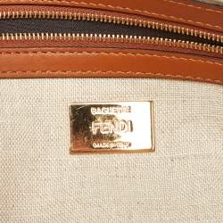 Pre Owned Fendi Multicolor Canvas and Leather FF Embroidered Baguette Crossbody Bag