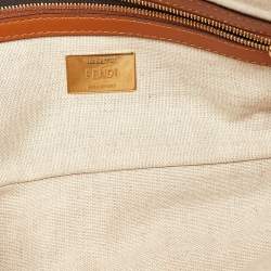 Pre Owned Fendi Multicolor Canvas and Leather FF Embroidered Baguette Crossbody Bag