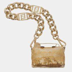 Fendi x Versace Gold Metal Fendace Nano Baguete Bag