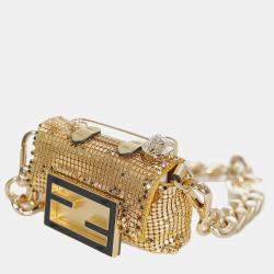 Fendi x Versace Gold Metal Fendace Nano Baguete Bag