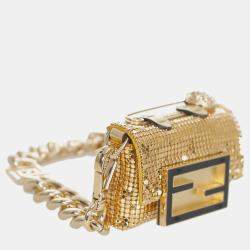 Fendi x Versace Gold Metal Fendace Nano Baguete Bag