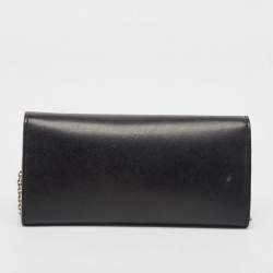 Fendi Black Leather Rainbow Stud Flap Wallet on Chain