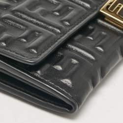 Fendi Black FF Leather Baguette Continental Chain Wallet
